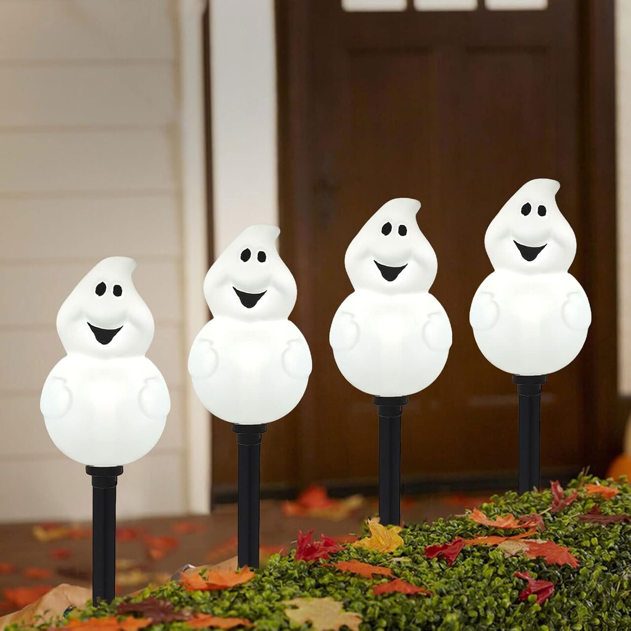 Set of 4 Halloween Ghost Pathway Markers Lights - 14.2 Inch
